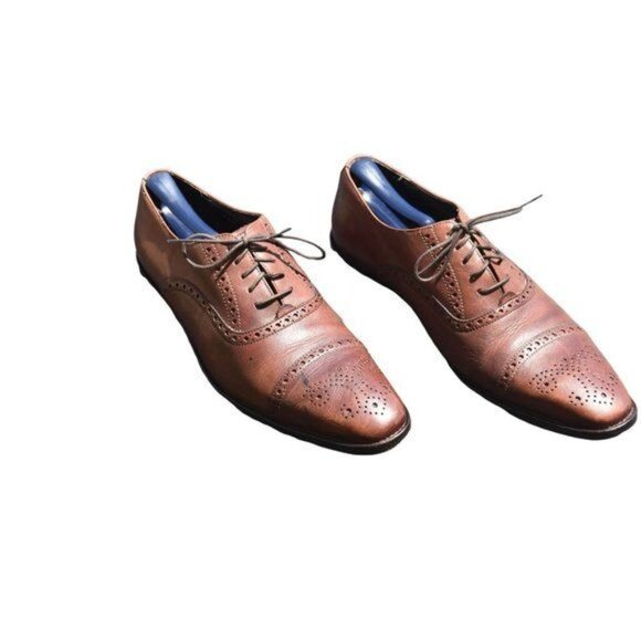 Men\'s Just a Men Shoe Brown Soft Leather Lace up Oxford Italian Dress Shoe 9.5 main image 8